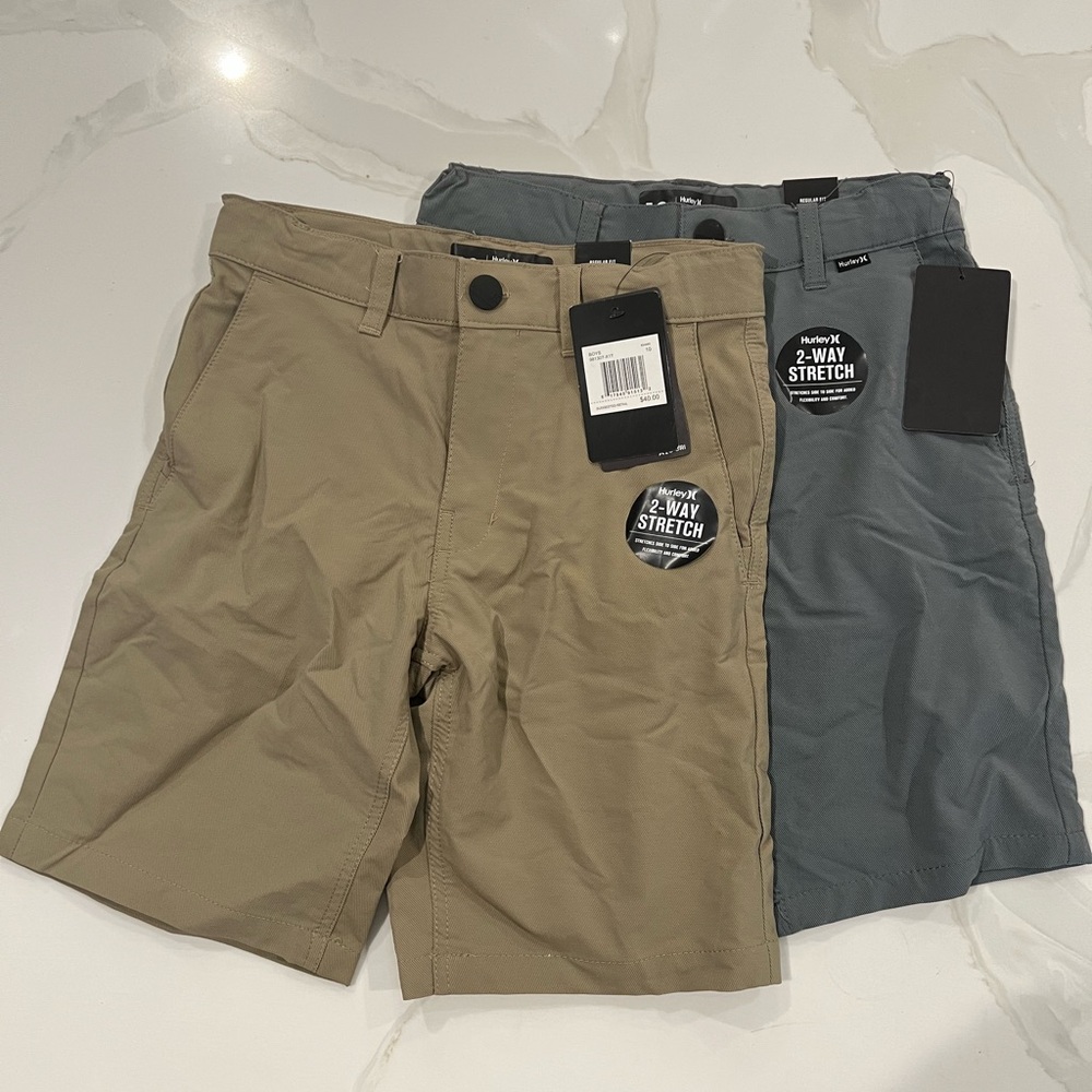 Hurley Boyd Flat Front Shorts - Tan and Gray
